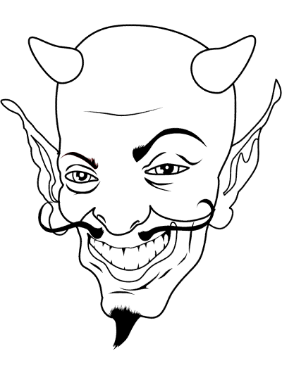 devil on pumpkins coloring page