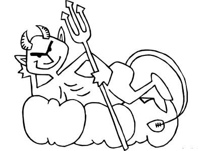 devil on pumpkins coloring page