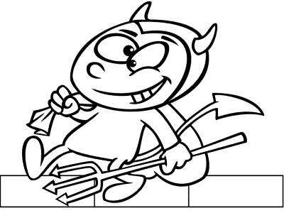 kid in devil costume trick-or-treater coloring page