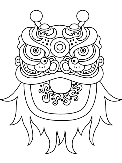 dragon coloring page for a mask