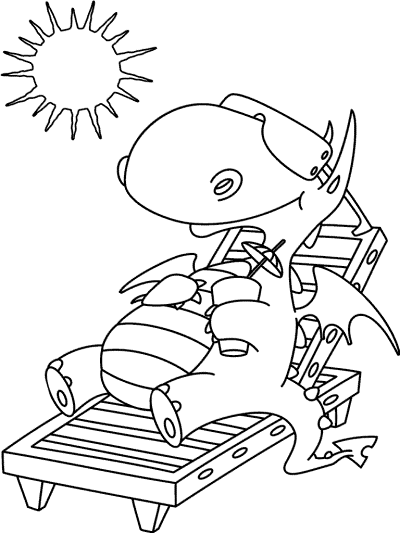 dragon sunbathing coloring page