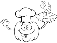 pumpkin baker and pumpkin pie coloring page