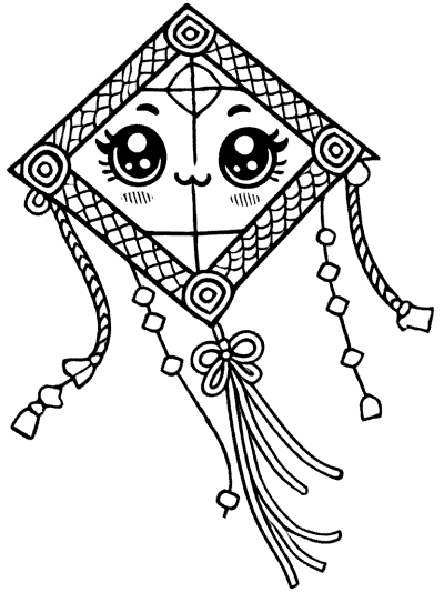 kite flying coloring page