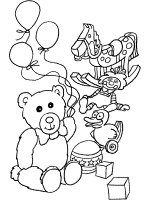 rocking horse and other traditional toys coloring page