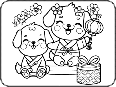 chinese new year dog coloring page