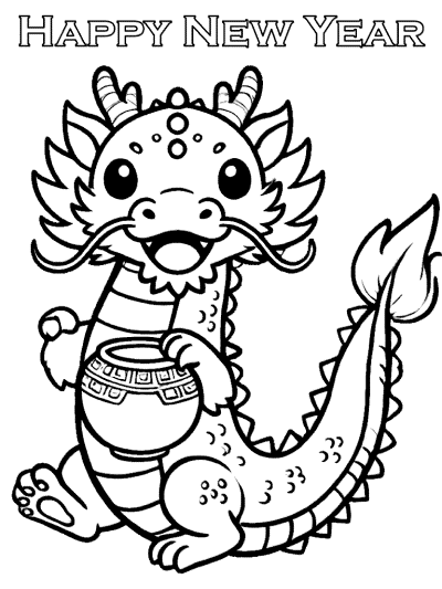 chinese new year dragon coloring page