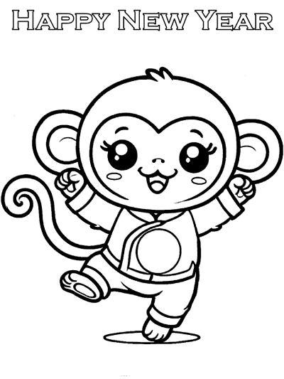 chinese new year monkey coloring page