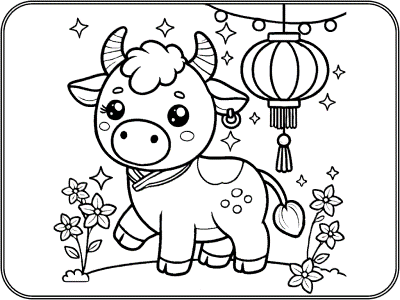 chinese new year ox coloring page