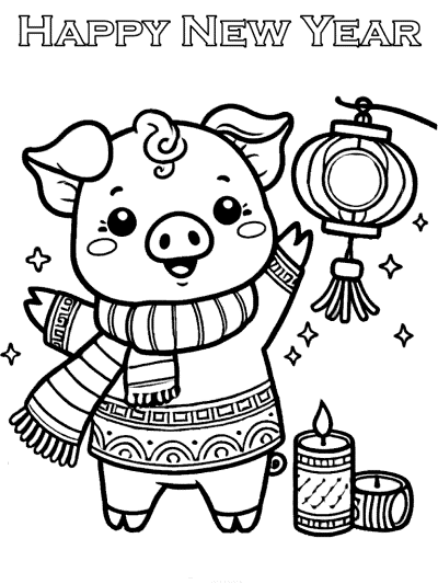 chinese new year pig coloring page