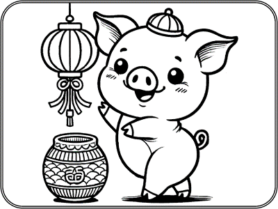 chinese new year pig coloring page