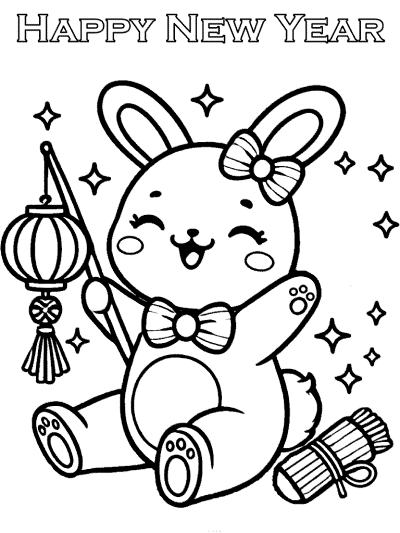 chinese new year rabbit coloring page