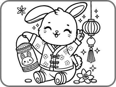 chinese new year rabbit coloring page