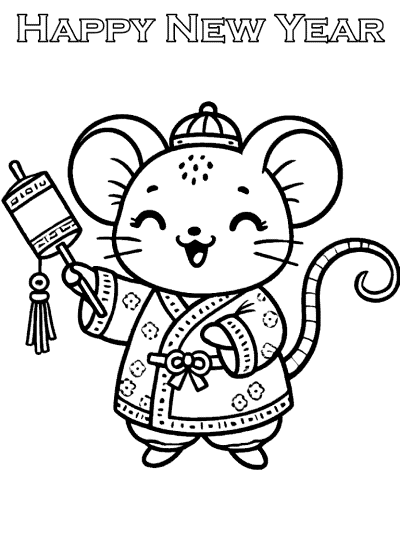 chinese new year rat coloring page