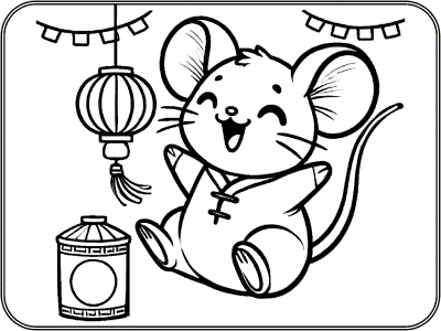 chinese new year rat coloring page