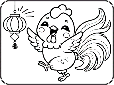 chinese new year rooster coloring page