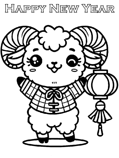 chinese new year sheep coloring page