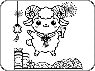 chinese new year sheep coloring page