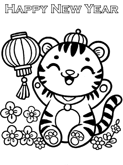 chinese new year tiger coloring page