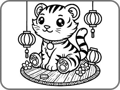 chinese new year tiger colorng page