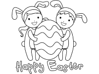 children in Easter bnny costume and  Easter egg coloring pages