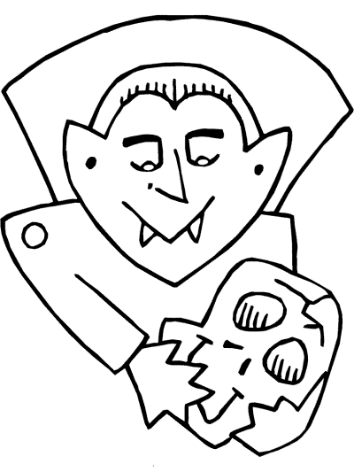 vampire and skull coloring page