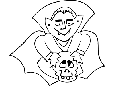 vampire and skull costume coloring page