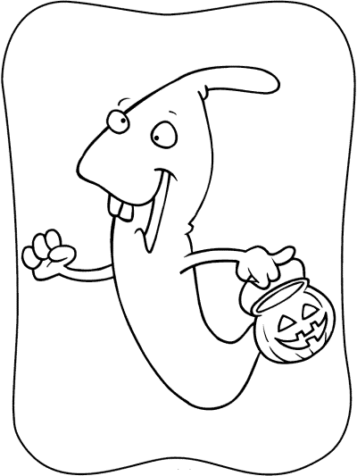 ghost trick-or-treating coloring page