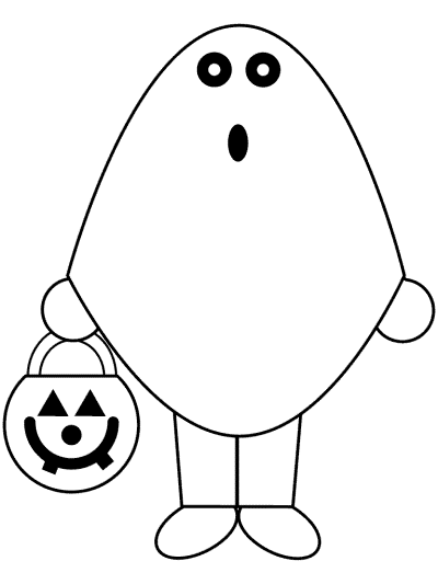 kid in ghost costume trick-or-treater coloring page