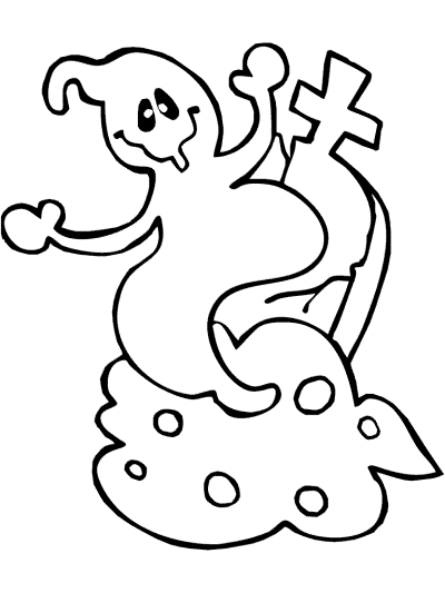 ghost at a grave coloring page