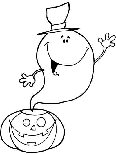 Ghost and jack-o'-lantern coloring page