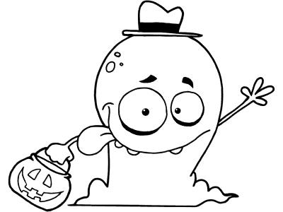 ghost trick-or-treating coloring page