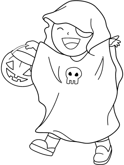 grim reaper costume trick-or-treater coloring page