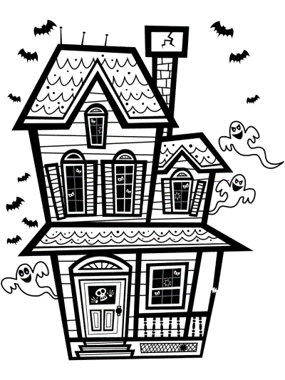 haunted house coloring page