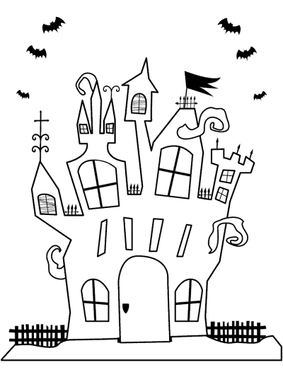 haunted house coloring page