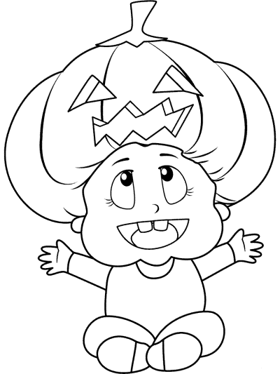 jack-o'-lantern baby costume coloring page