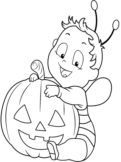 jack-o'-lantern and baby in bee costume