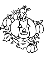 jack-o'-lantern in pumpkin patch coloring page