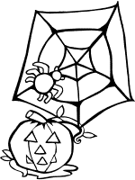 jack-o'-lantern and spider coloring page