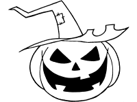 jack-o'-lantern with a witch hat coloring page