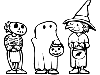 trick or treaters coloring page