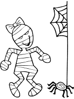 mummy and spider coloring page