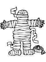 mummy and spider coloring page