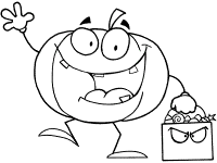 pumpkin and trick-or-treat candy bag coloring page