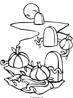 pumpkins at cemetery coloring page