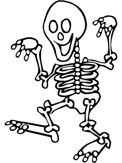 skeleton walking coloring page