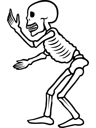 skeleton walking coloring page