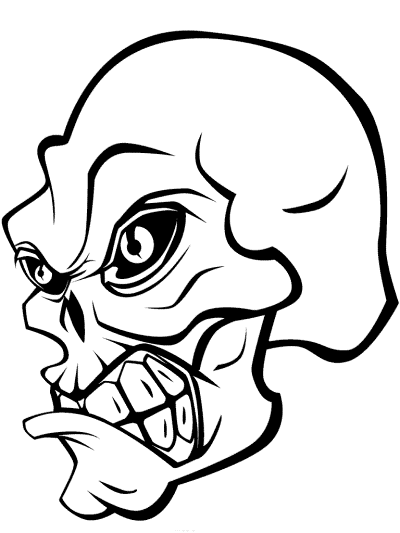 angry skull coloring page