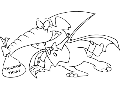 elephant in vampire costume trick-or-treater vampire coloring page