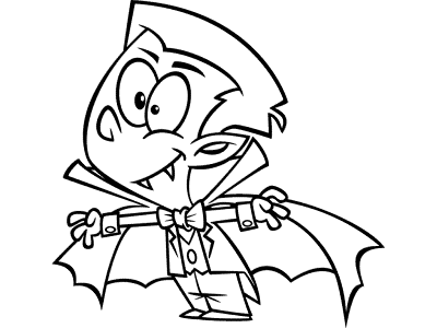 child in vampire costume coloring page