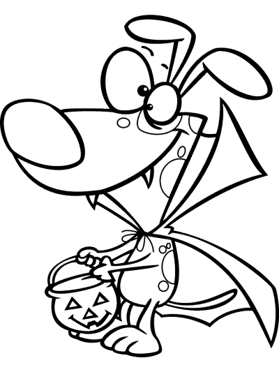 vampire dog trick-or-treatercostume coloring page